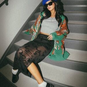 Dressed in Lala Enchantress Mesh Burnout Dragon Skirt in Dangerous Woman